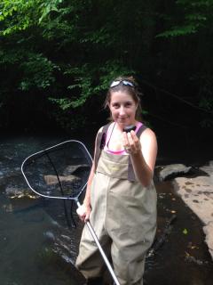 student studying river