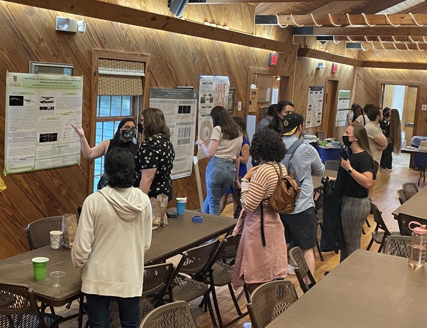 Students talking science