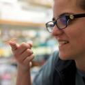 Ashley Rasys holds one of the lizards on her fingertip.